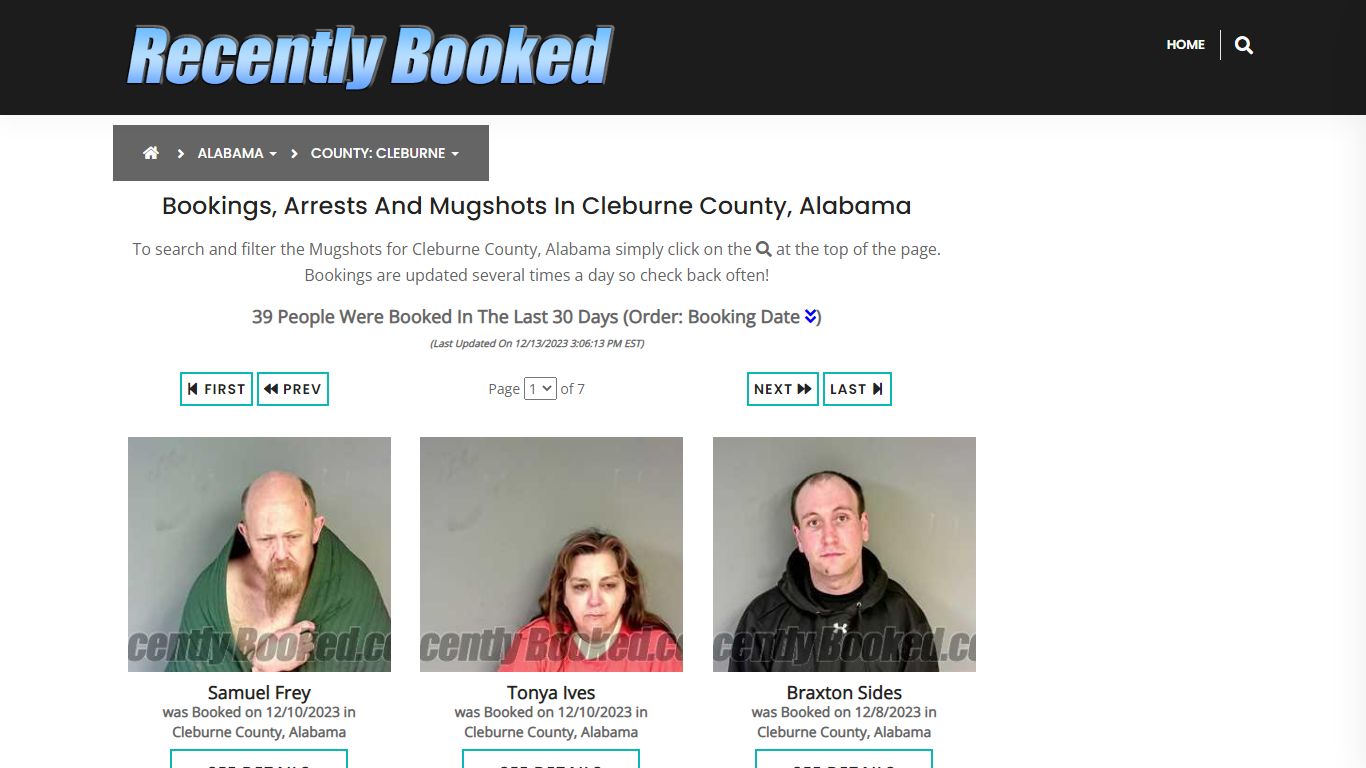 Bookings, Arrests and Mugshots in Cleburne County, Alabama